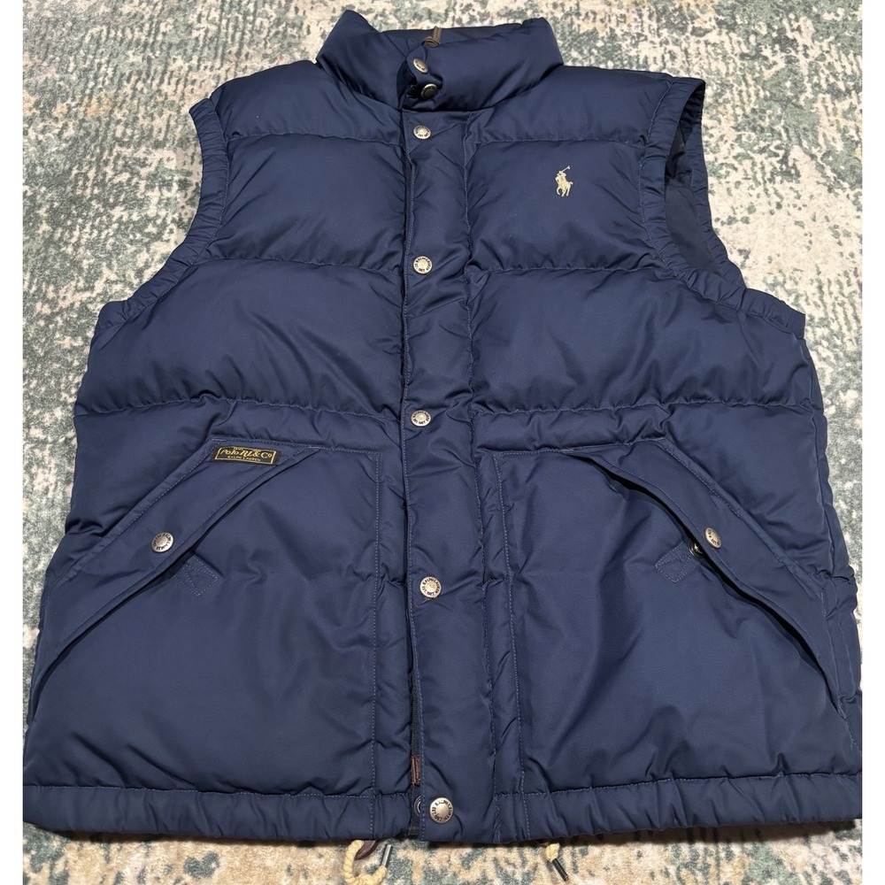 vintage Polo Ralph Lauren down puffer vest Medium Navy Blue EUC